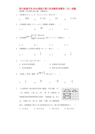 四川省遂宁市高三数学第三次诊断性考试卷 文试卷