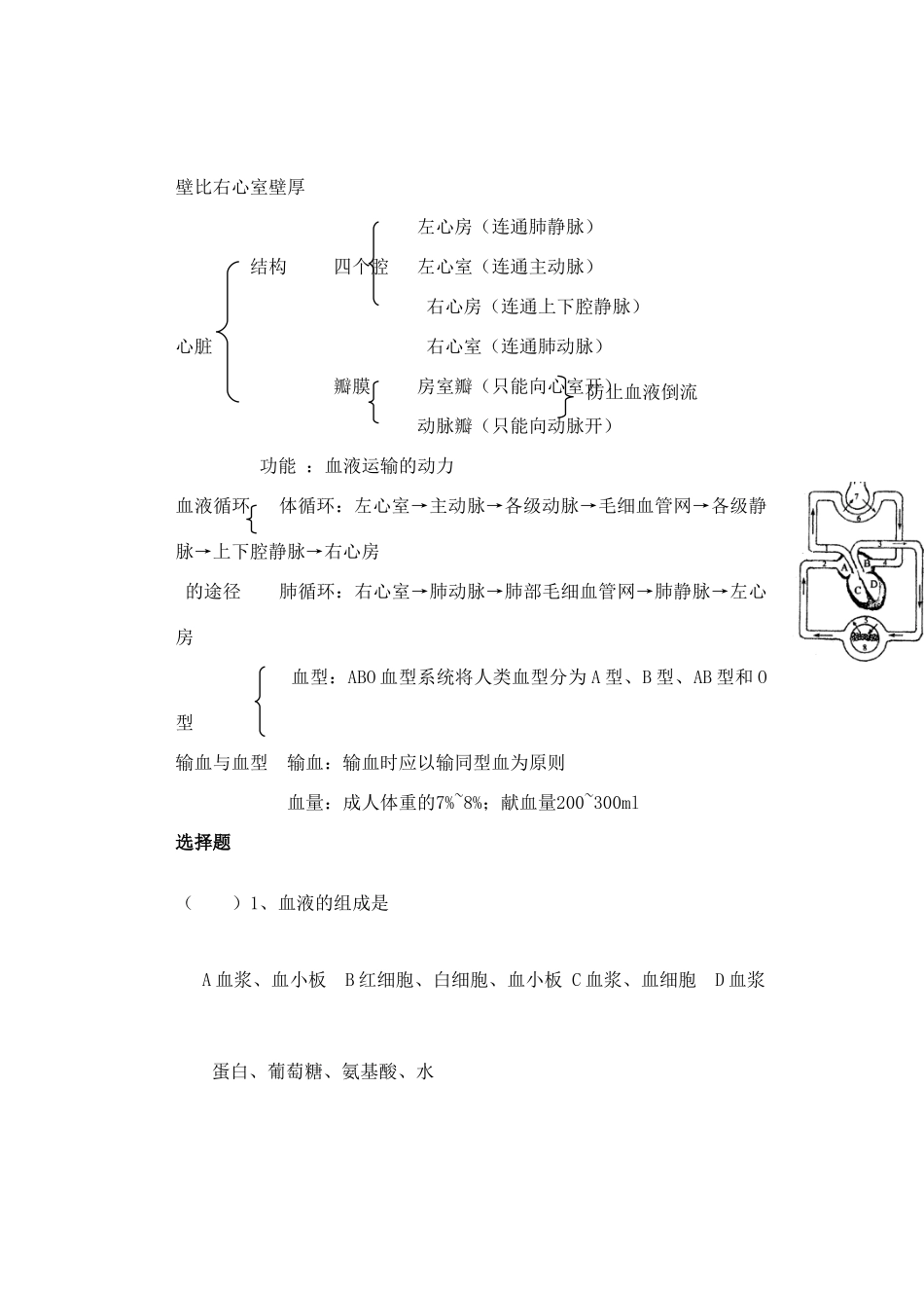 中考生物 人体内物质的运输同步测试试卷_第2页