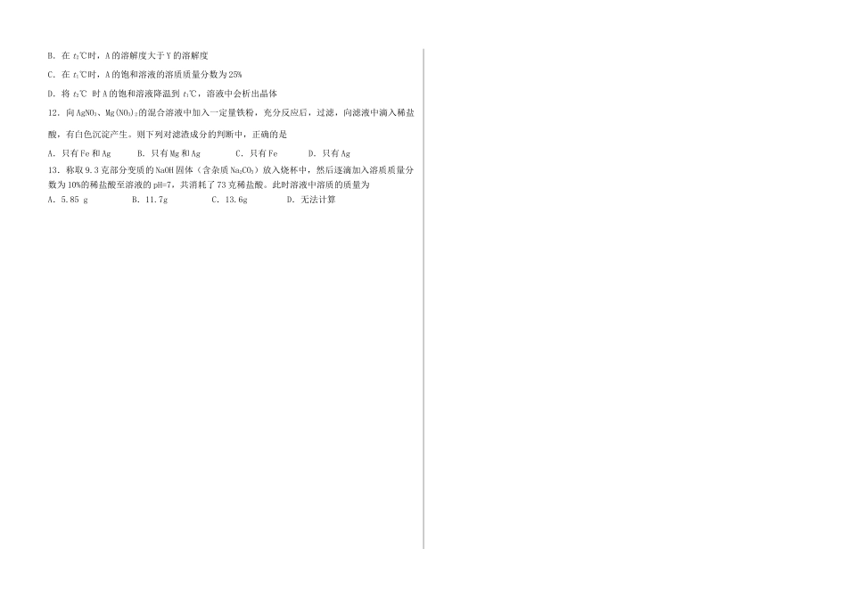 山东省济南市中考化学模拟试卷一试卷_第2页