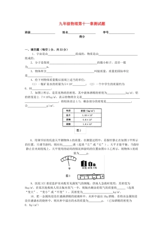 九年级物理 第十一章测试卷 人教新课标版试卷