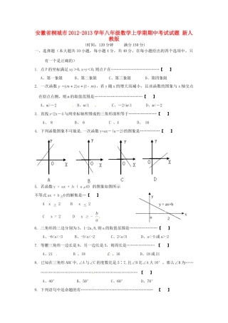 安徽省桐城市八年级数学上学期期中考试试卷 新人教版试卷