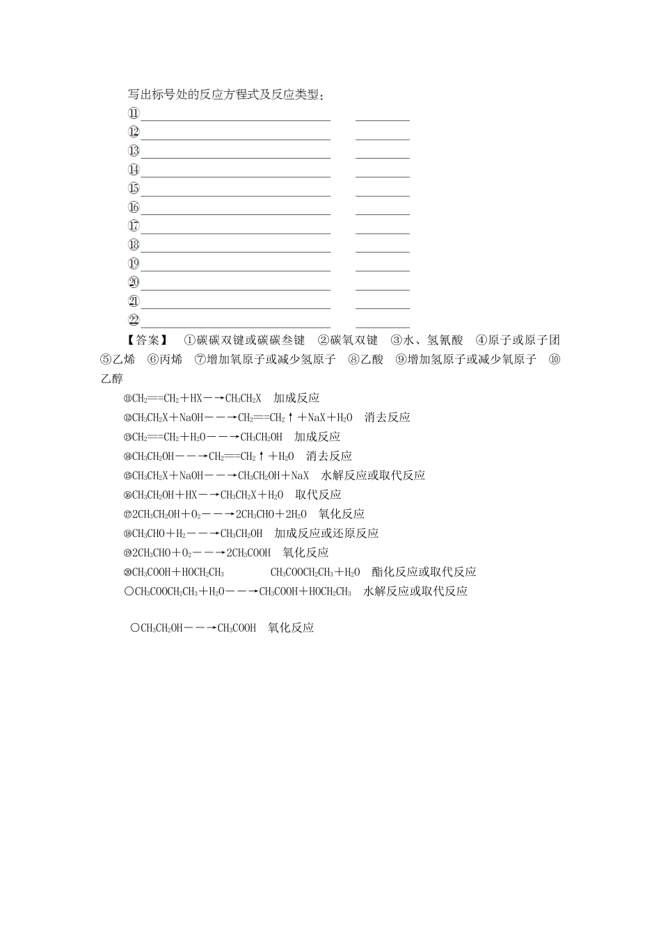 高中化学 第2章 官能团与有机化学反应 烃的衍生物章末知识网络构建 鲁科版选修5-鲁科版高二选修5化学试题_第3页
