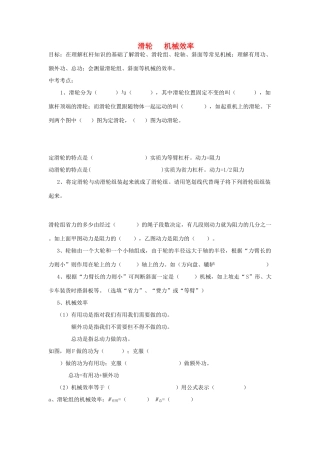 中考物理专题复习 滑轮 机械效率试卷