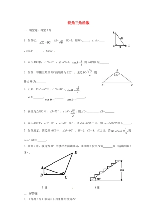 九年级数学下册 锐角三角函数测试卷 北师大版试卷