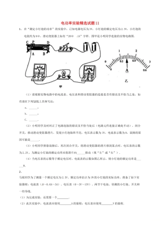 吉林省吉林市中考物理综合复习 电功率实验精选试卷11 新人教版试卷