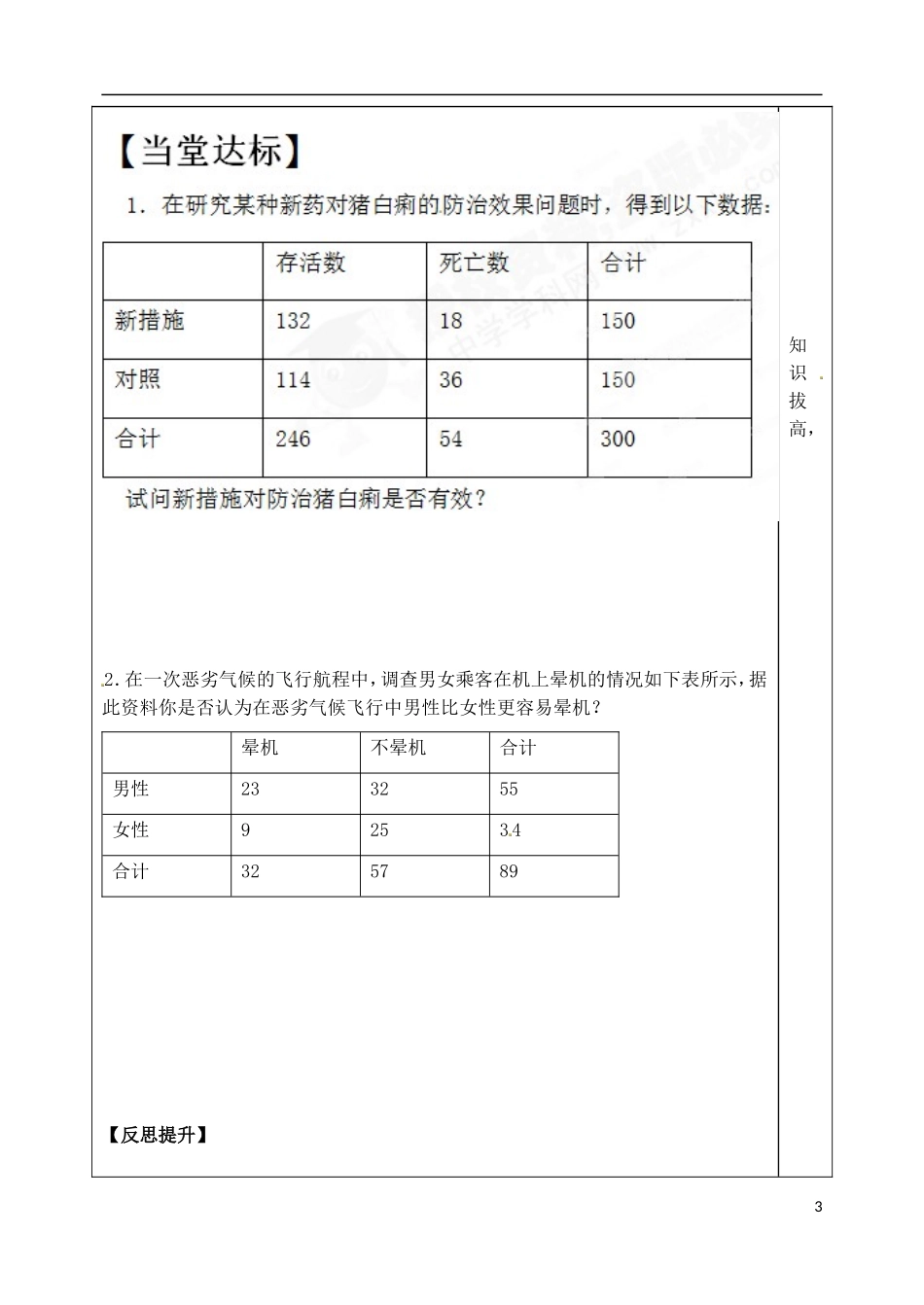 山东省泰安市肥城市第三中学高中数学 独立性检验2 新人教A版选修2-3_第3页