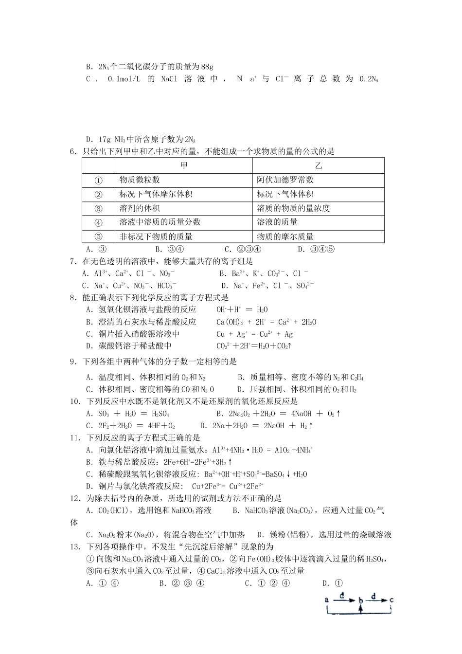 高一化学下学期寒假自主学习（收心）调研试题-人教版高一全册化学试题_第2页