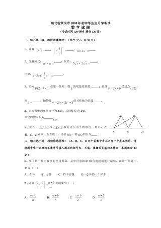 初中毕业生升学考试数学试题word版(无答案) 试题