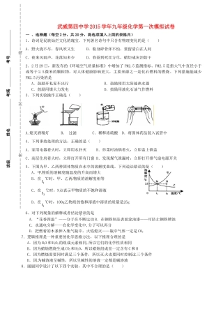 九年级化学第一次模拟考试试卷试卷
