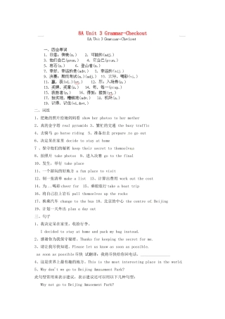 中考英语总复习 8A Unit 3 Grammar-Checkout试卷