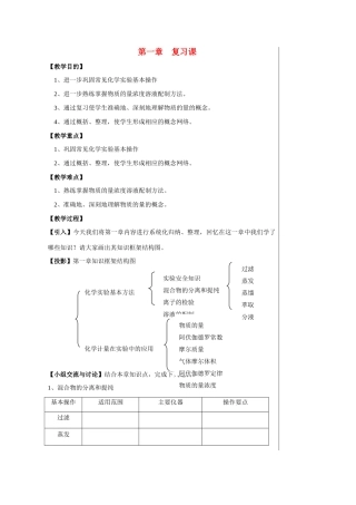 高一化学第一章 复 习课新人教版必修1