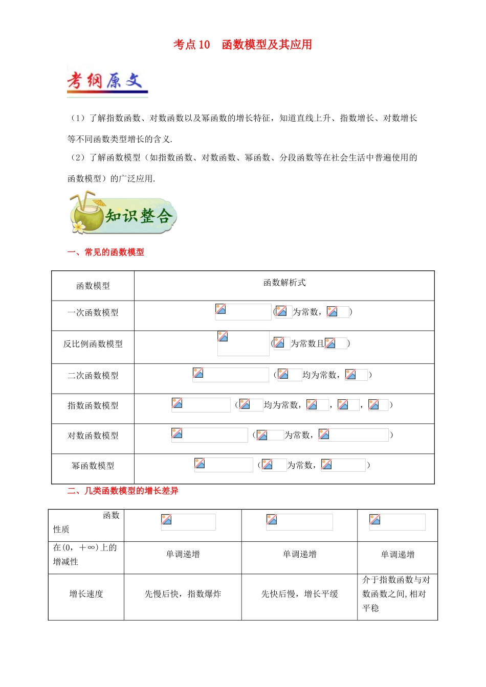 （全国通用）高考数学 考点一遍过 专题10 函数模型及其应用（含解析）理-人教版高三全册数学试题_第1页