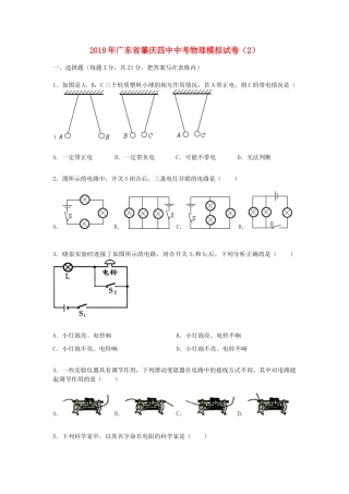 中考物理模拟试卷(2)试卷