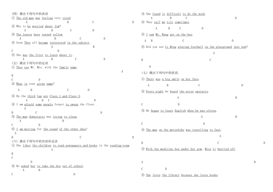 中考英语专题复习 句子成分基础练试卷_第2页