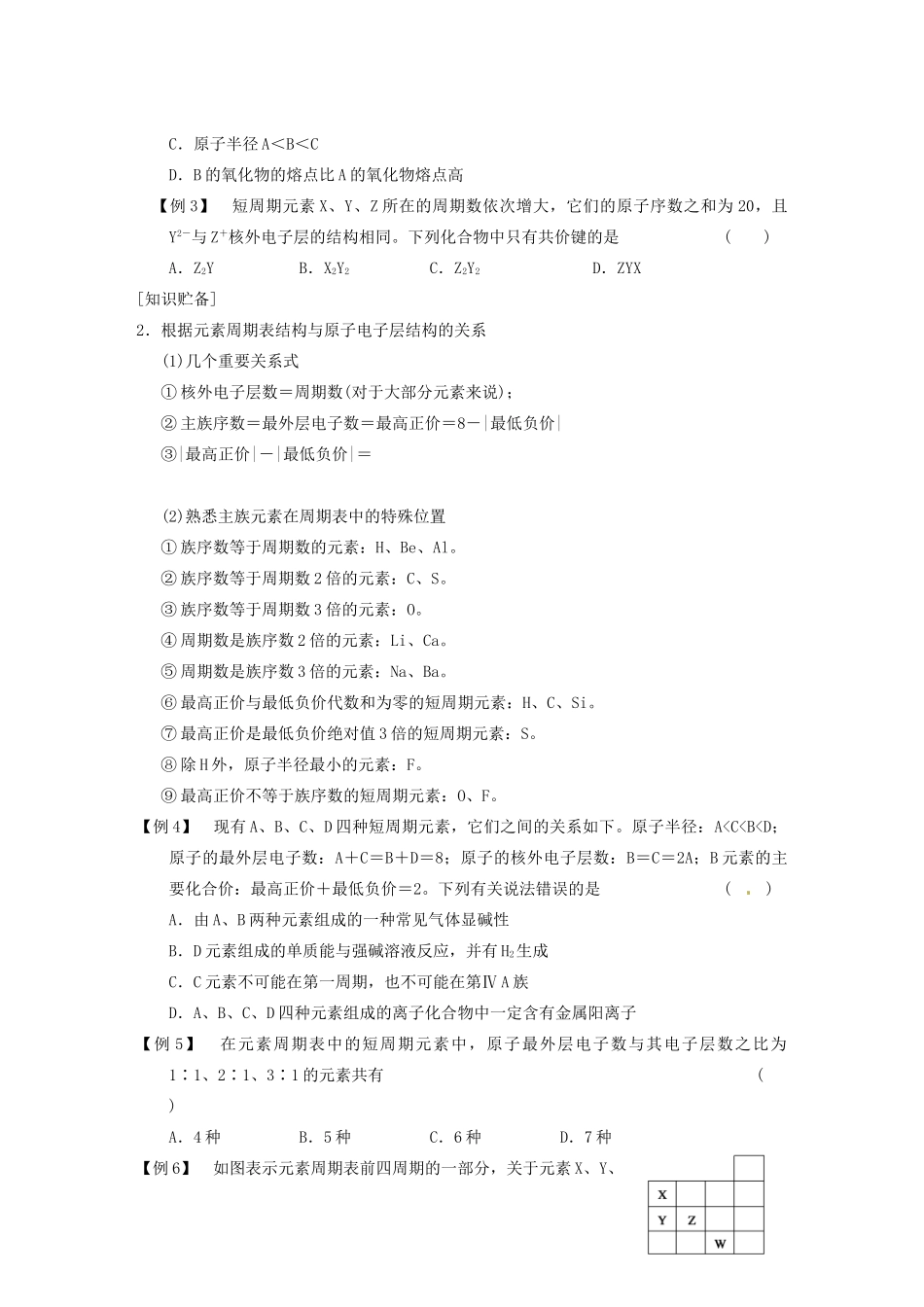 四川省成都市经济技术开发区实验中学高三化学总复习 专题讲座8 元素推断题的知识贮备和解题方法_第2页