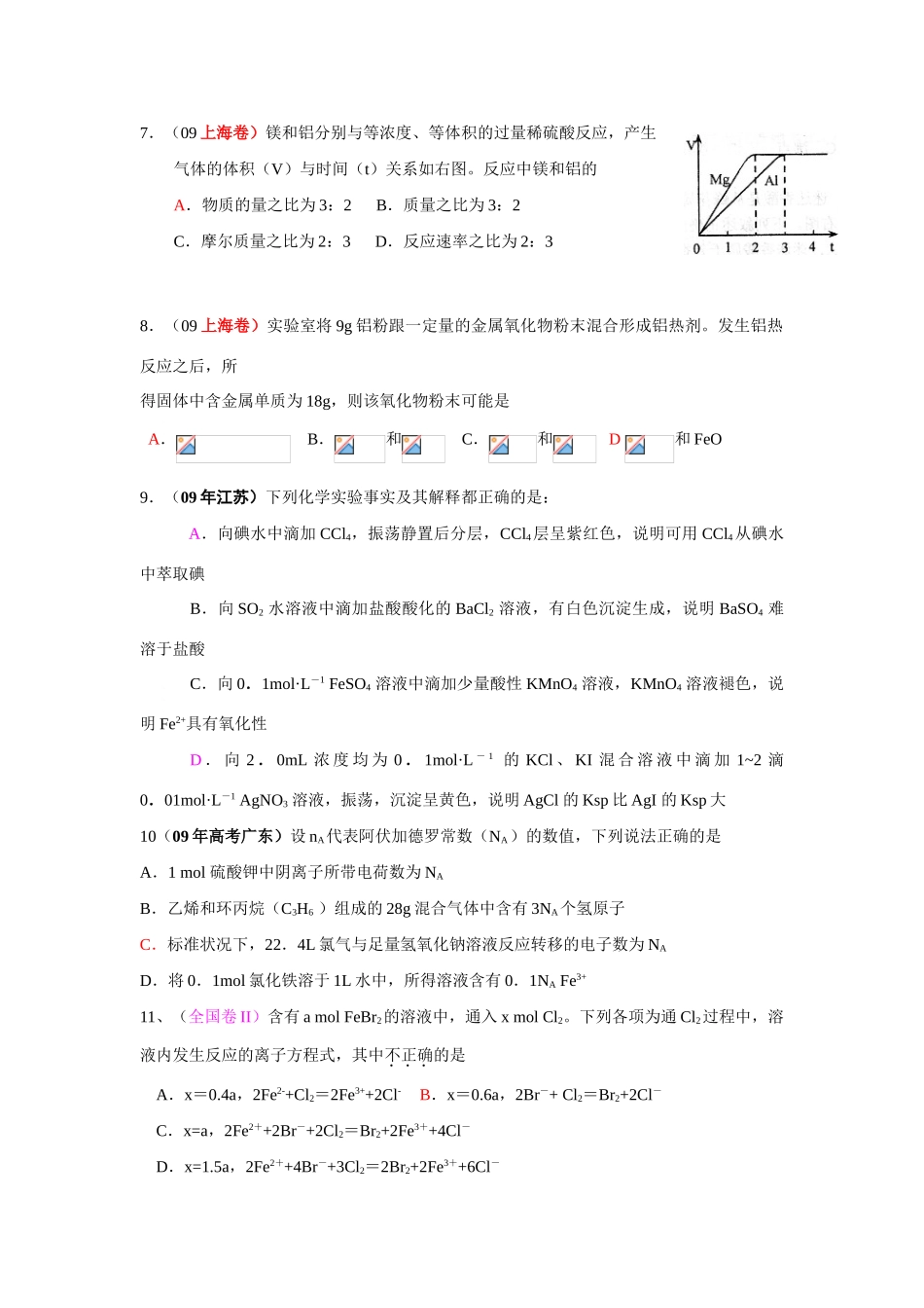 高三化学辅导一 ----物质的量和氧化还原反应_第2页