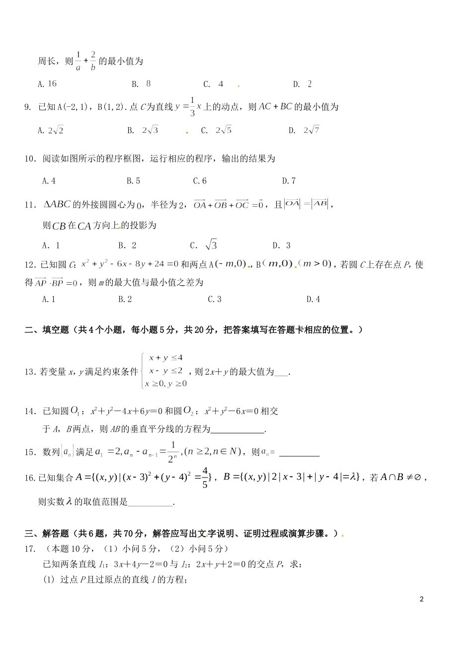 高二数学上学期第二次双周练试题 文-人教版高二全册数学试题_第2页