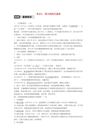 （浙江选考）高考历史总复习 专题2 近代中国维护国家主权的斗争 考点6 伟大的抗日战争-人教版高三全册历史试题