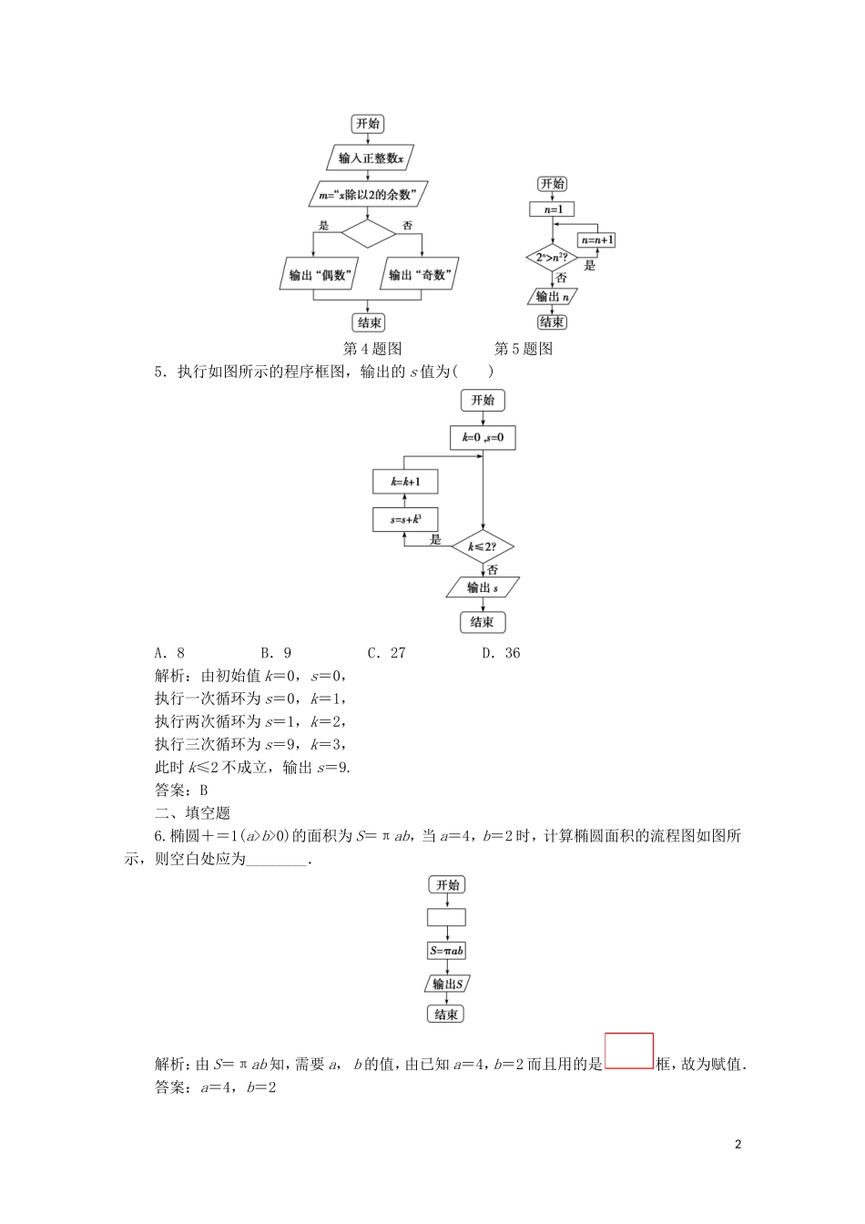 高中数学 第四章 框图 4.1 流程图习题（含解析）新人教A版选修1-2-新人教A版高二选修1-2数学试题_第2页