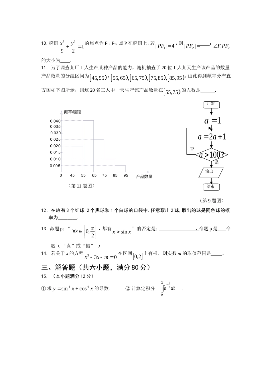 高二数学上学期期未模拟试卷苏教版必修3_第2页