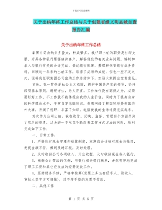 关于出纳年终工作总结与关于创建省级文明县城自查报告汇编
