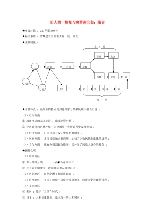 高考历史旧人教一轮复习魏晋南北朝：绪言