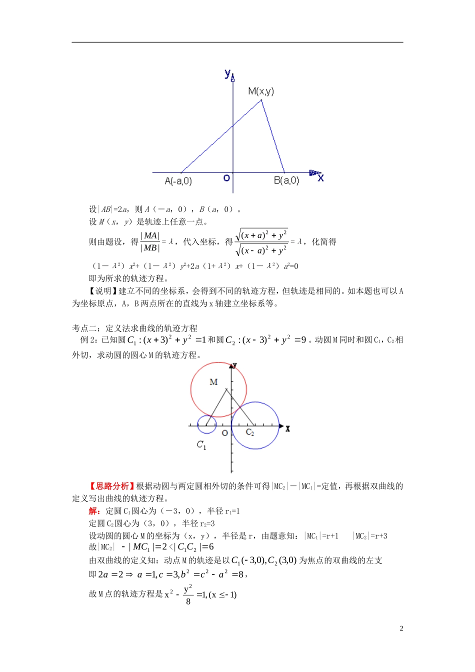 高中数学 第二章综合曲线与方程知识精讲 文 北师大版选修1－1_第2页