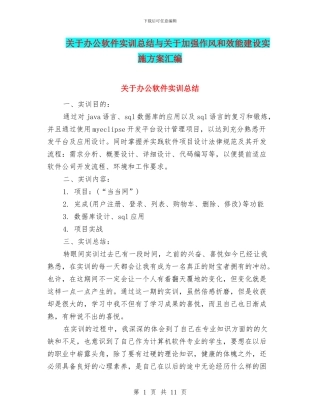 关于办公软件实训总结与关于加强作风和效能建设实施方案汇编