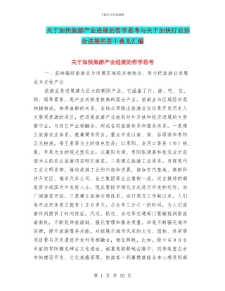 关于加快旅游产业发展的哲学思考与关于加快行业协会发展的若干意见汇编