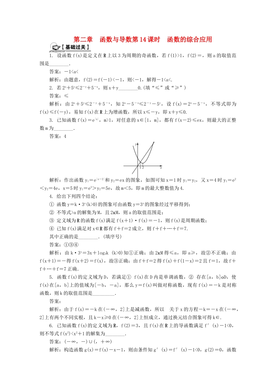高考数学总复习 第2章 函数与导数 第14课时 函数的综合应用课时训练（含解析）-人教版高三全册数学试题_第1页