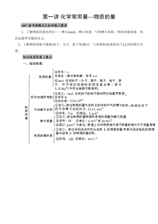 第一讲 化学常用量--物质的量