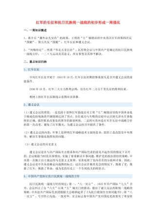 高一历史红军的长征和抗日民族统一战线的初步形成一周强化新人教版