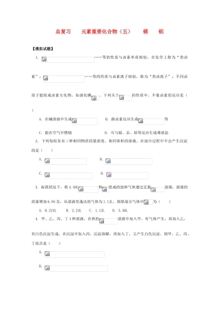 江西省乐安一中高三化学 30总复习 元素重要化合物（五）  镁铝试题