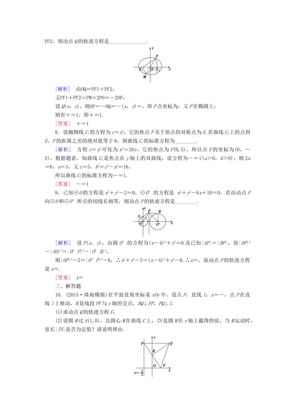 （新课标）高考数学一轮总复习 第八章 第7节 曲线与方程练习-人教版高三全册数学试题_第3页