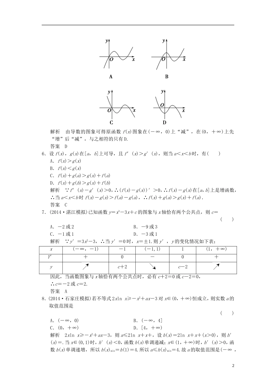 （浙江专用）高考数学一轮复习 阶段回扣练9 导数、复数、推理与证明 理-人教版高三全册数学试题_第2页