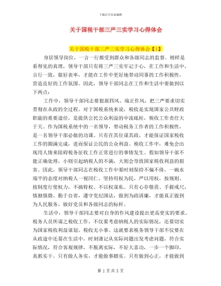 关于国税干部三严三实学习心得体会
