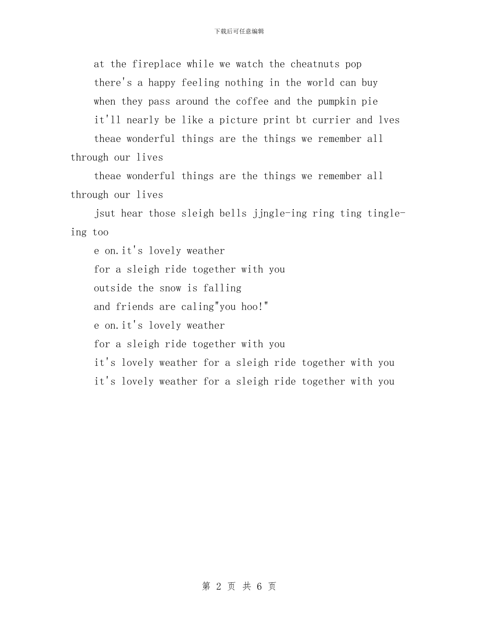 关于圣诞节的儿童歌Sleigh_第2页