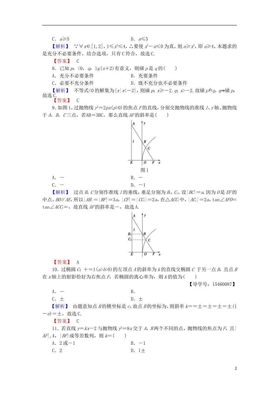 高中数学 模块综合测评 新人教B版选修2-1-新人教B版高二选修2-1数学试题_第2页