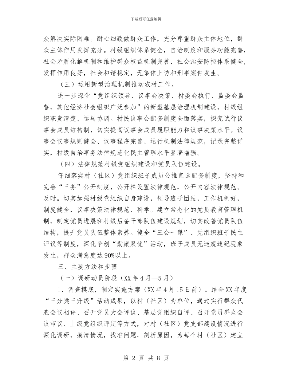 关于基层党组织三分类三升级实施方案与关于大专生的自我鉴定汇编_第2页
