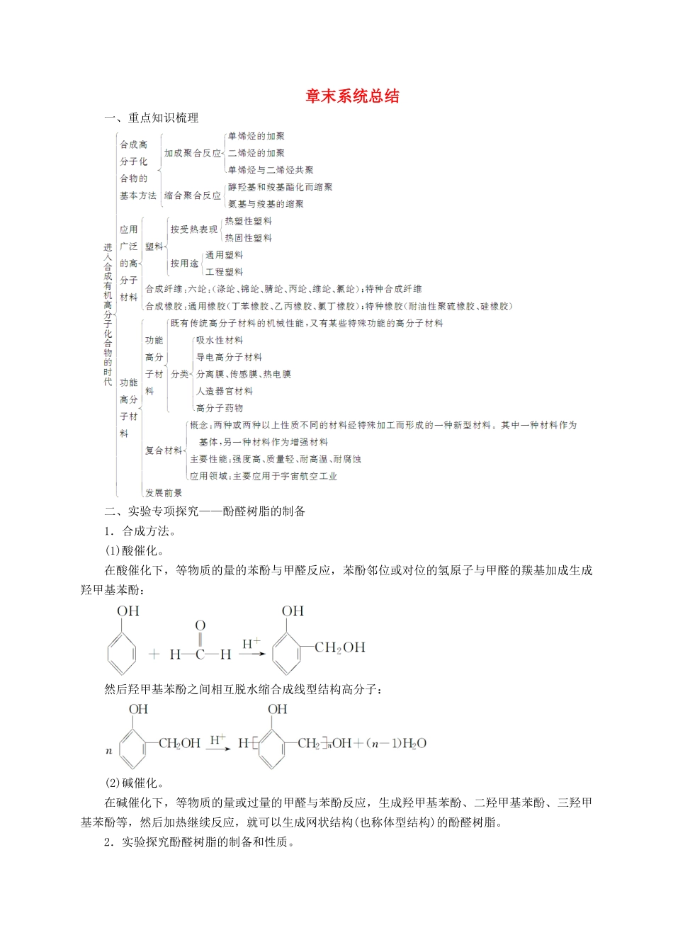 高中化学 第五章 进入合成有机高分子化合物的时代章末系统总结 新人教版选修5-新人教版高二选修5化学试题_第1页