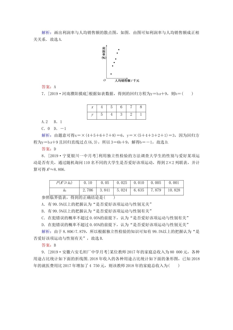 高考数学大二轮复习 课时作业19 统计与统计案例 理-人教版高三全册数学试题_第3页
