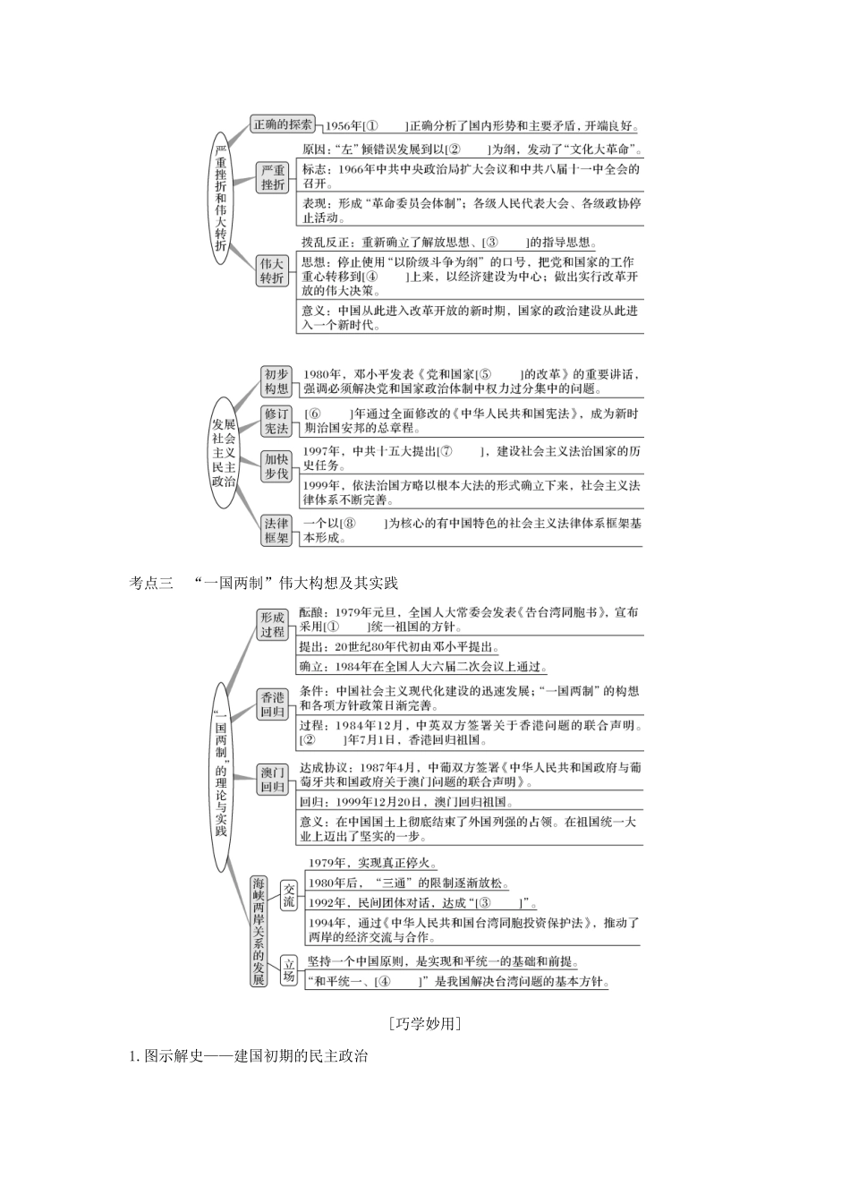 高考历史总复习 专题三 现代中国的政治建设、祖国统一与对外关系 第8讲 现代中国的政治建设与祖国统一教师用书 人民版-人民版高三全册历史试题_第3页