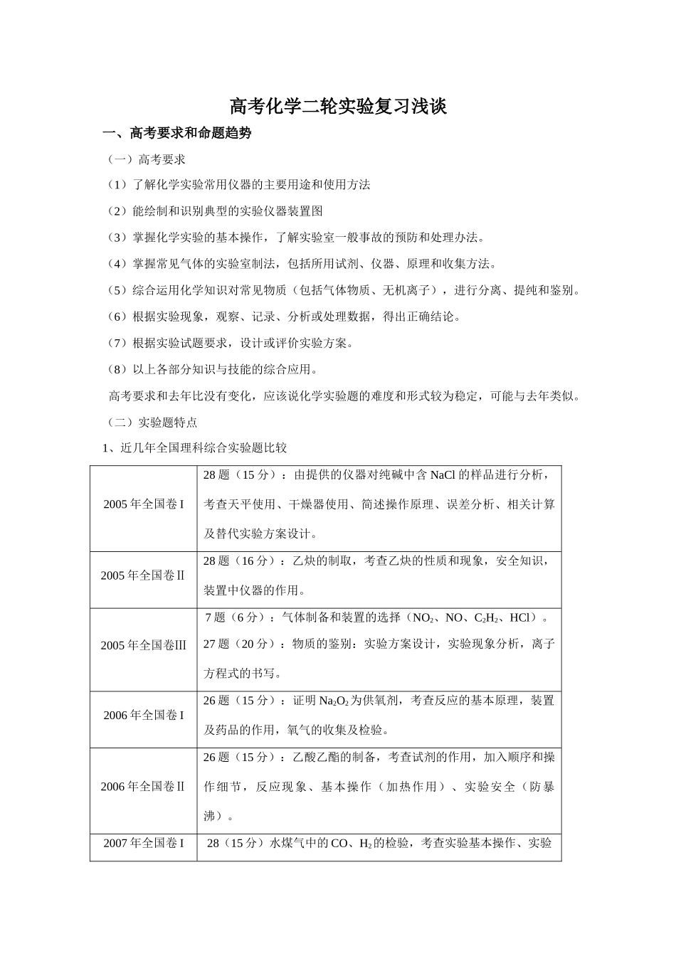 高考化学实验复习浅谈（黄冈中学）_第1页