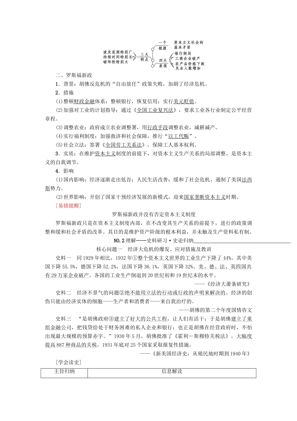 高考历史一轮总复习 第10单元 20世纪世界经济体制的创新与调整 第21讲 世界资本主义经济政策的调整教师用书 新人教版-新人教版高三全册历史试题_第2页