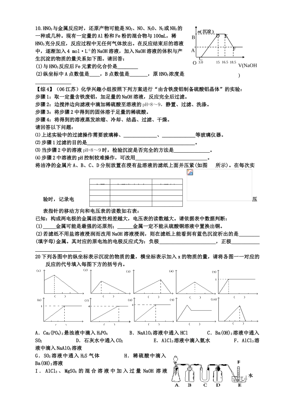 二轮测试（二）金属 新课标 人教版-新人教版高三全册化学试题_第3页