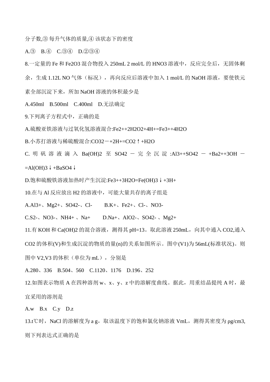 高一化学第二次阶段性测试卷必修1_第2页