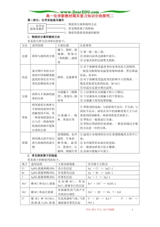 高一化学新教材期末复习知识分块探究二 苏教版
