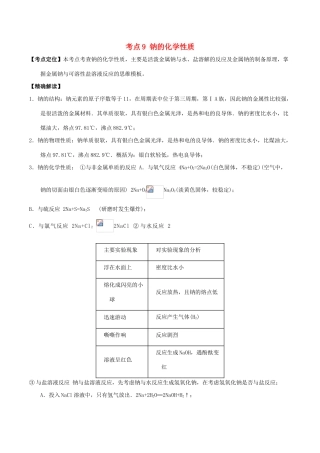 高中化学 最基础考点系列 考点9 钠的化学性质 新人教版必修1-新人教版高一必修1化学试题