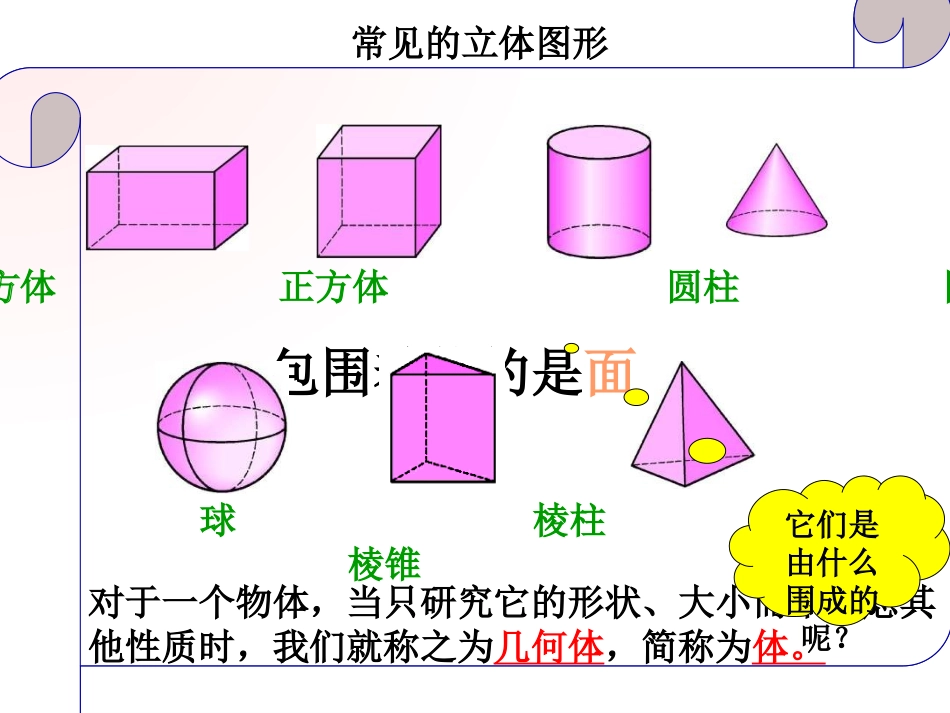 人教版数学七年级上册第四章第一节412点、线、面、体_第3页