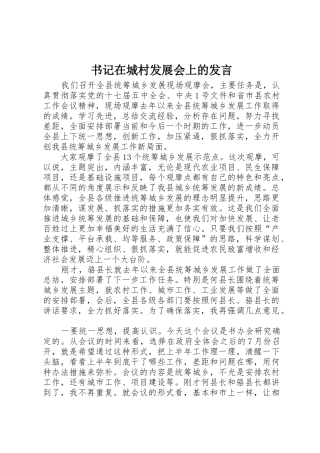 书记在城村发展会上的发言